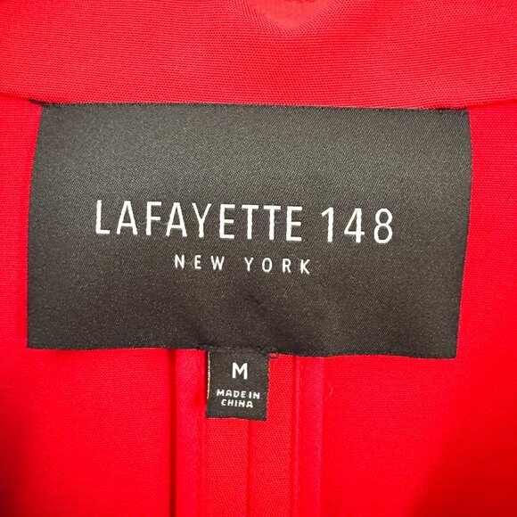 Lafayette 148 New York Cropped Red Blazer Jacket Tiered Hem Women's Size Medium - Picture 3 of 4